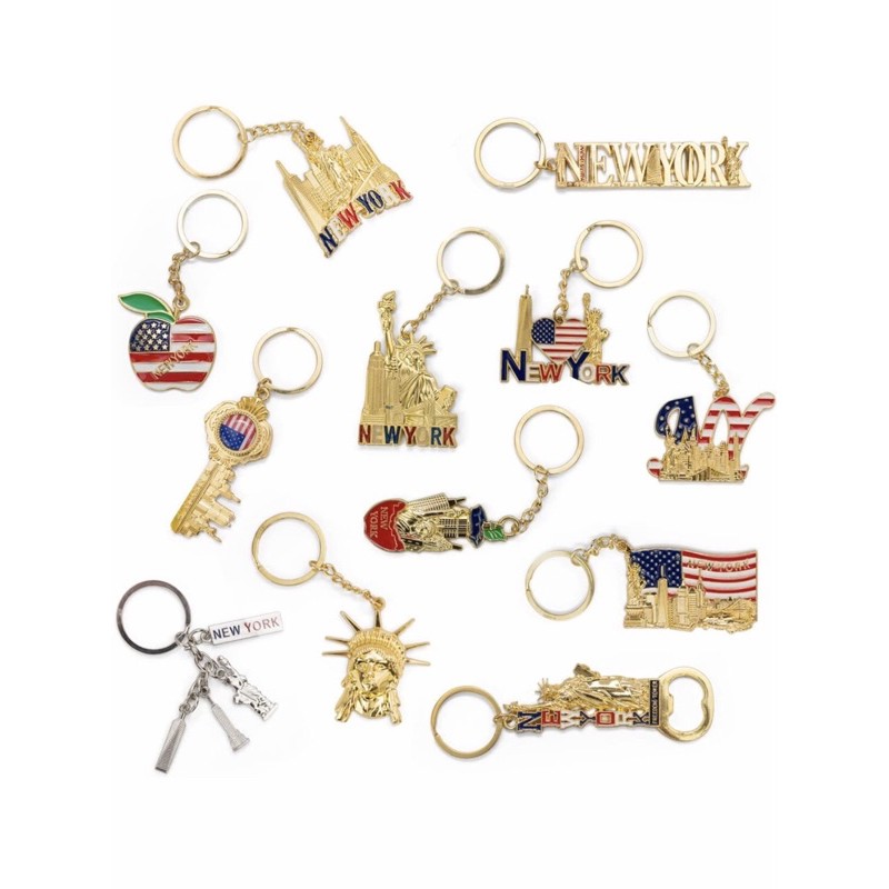 NEW YORK USA Patriotic Souvenir Keychain or Ref Magnet | Random style | Travel Memoirs from NY, USA