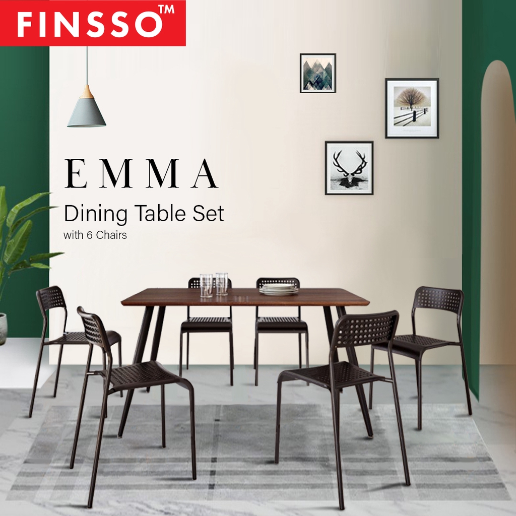 FINSSO: Emma Dining Table Set With Charlotte Dining Chairs / Set Meja Makan