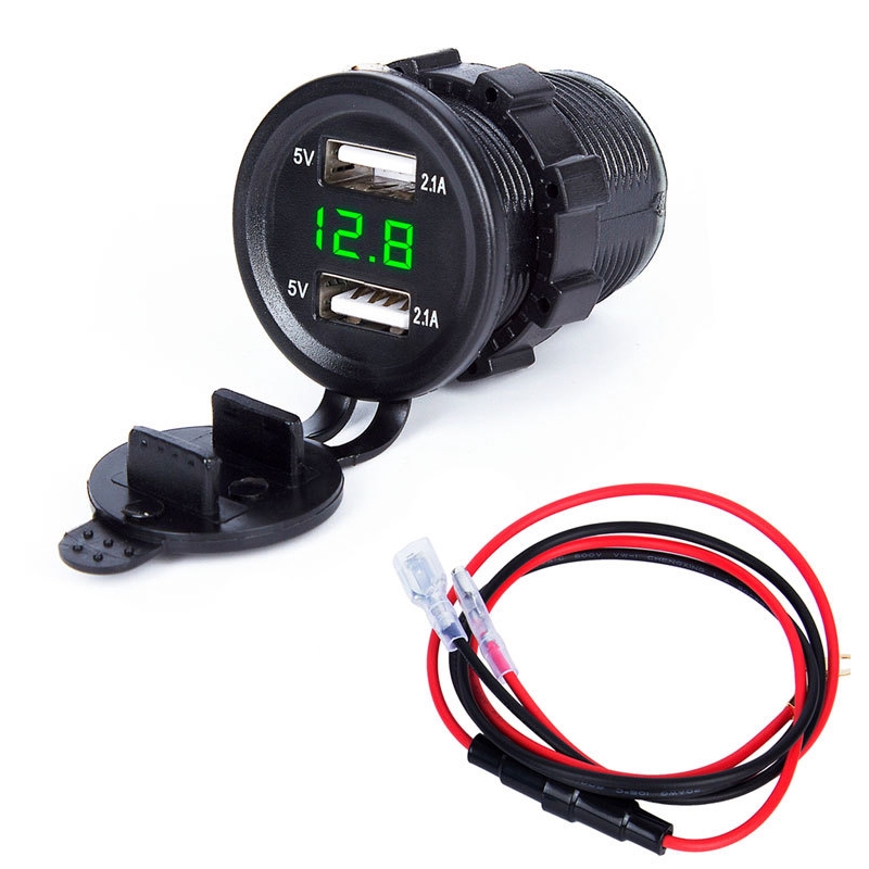 Purpose Essential Car Motorcycle 4x4 Boat USB Charger Voltmeter Panel Mount 12V 24V Multi - Image 2