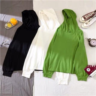  Korea  Plain Colour Hoodie  Baju  Lengan Panjang Long 