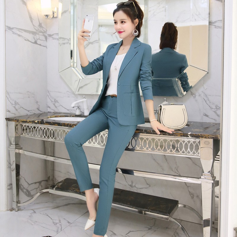 Two Pieces Blazer Suits Ladies Office 
