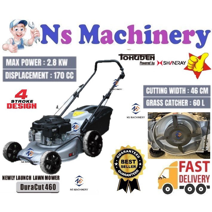 SHINERAY 170CC DURACUT460 18'' Petrol Gasoline Hand Push Lawn Mower Lawn Mover Mesin Potong Rumput Mesin Tokuden