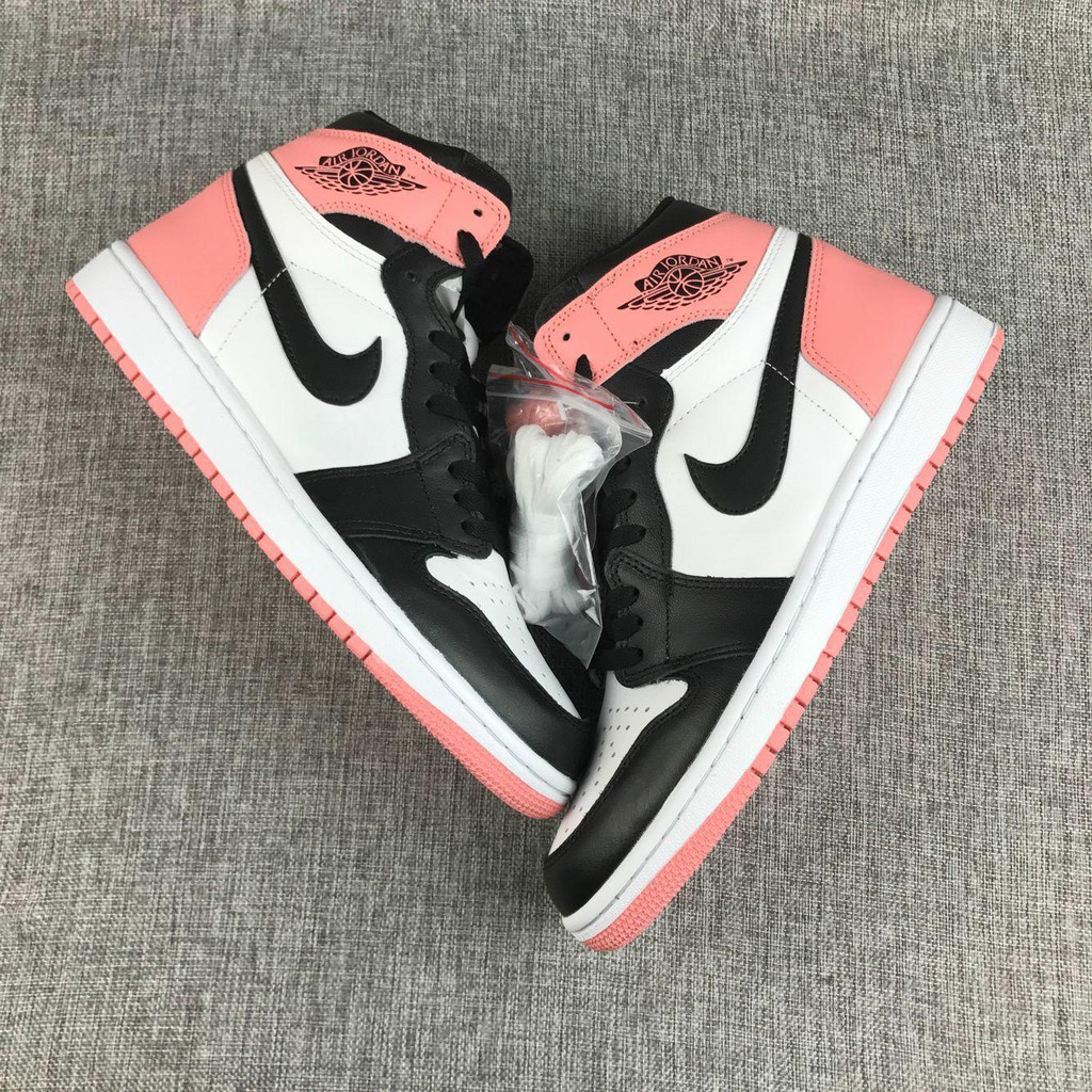 jordans black white and pink