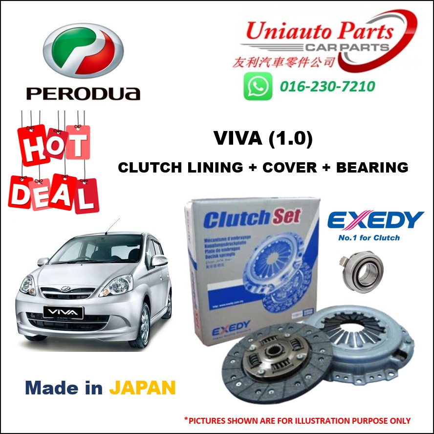 PERODUA VIVA (1.0cc) CLUTCH SET (LINING + COVER + BEARING 