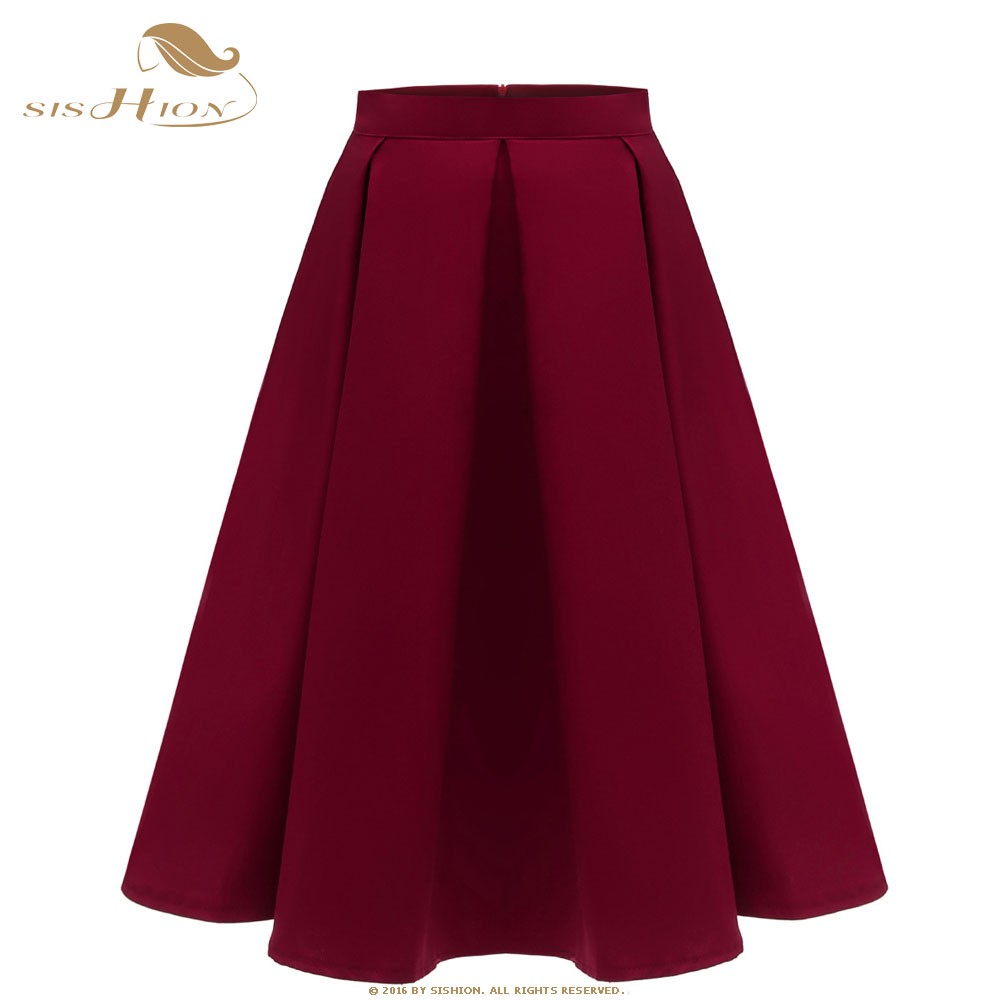 high waisted a line midi skirt