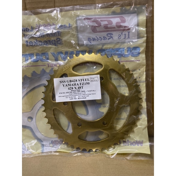(6 Hole)Yamaha Y15ZR / Y16ZR / FZ150 SSS 428 Steel Gold Sprocket