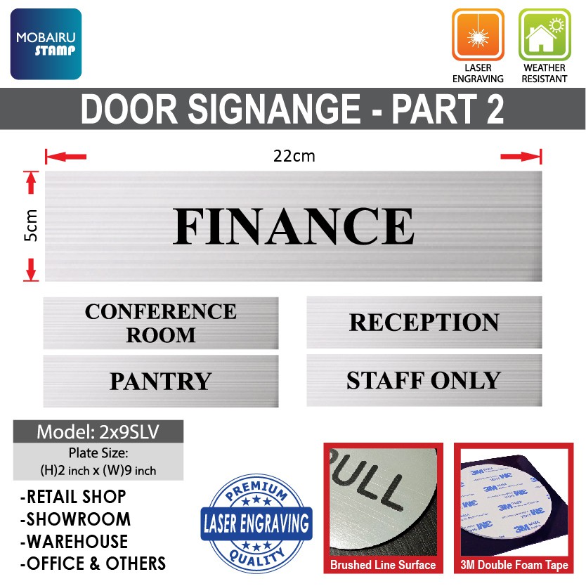 DOOR SIGN / Signage Silver Brushed Lined Plate - Size 5cm x 22cm [Office,  Retail/Shop, Factory] Design Part 2 | Shopee Malaysia