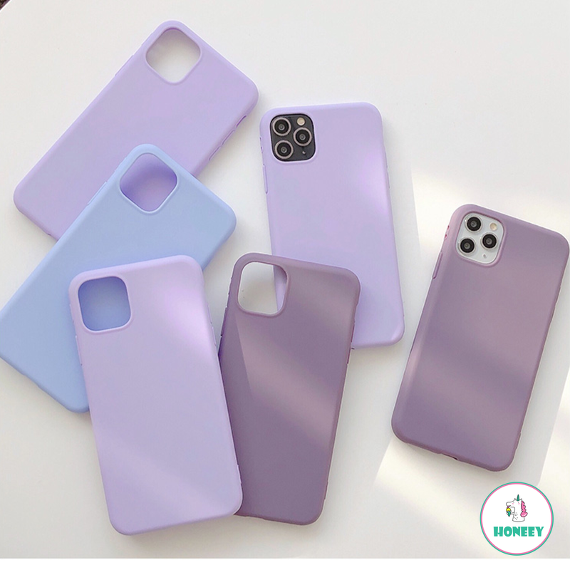 Solid Color Purple Phone Case For Iphone 12 Pro Max 11 Pro Max 6s 7 8 Plus Xs Max Xr Matte Soft Silicone Back Cover