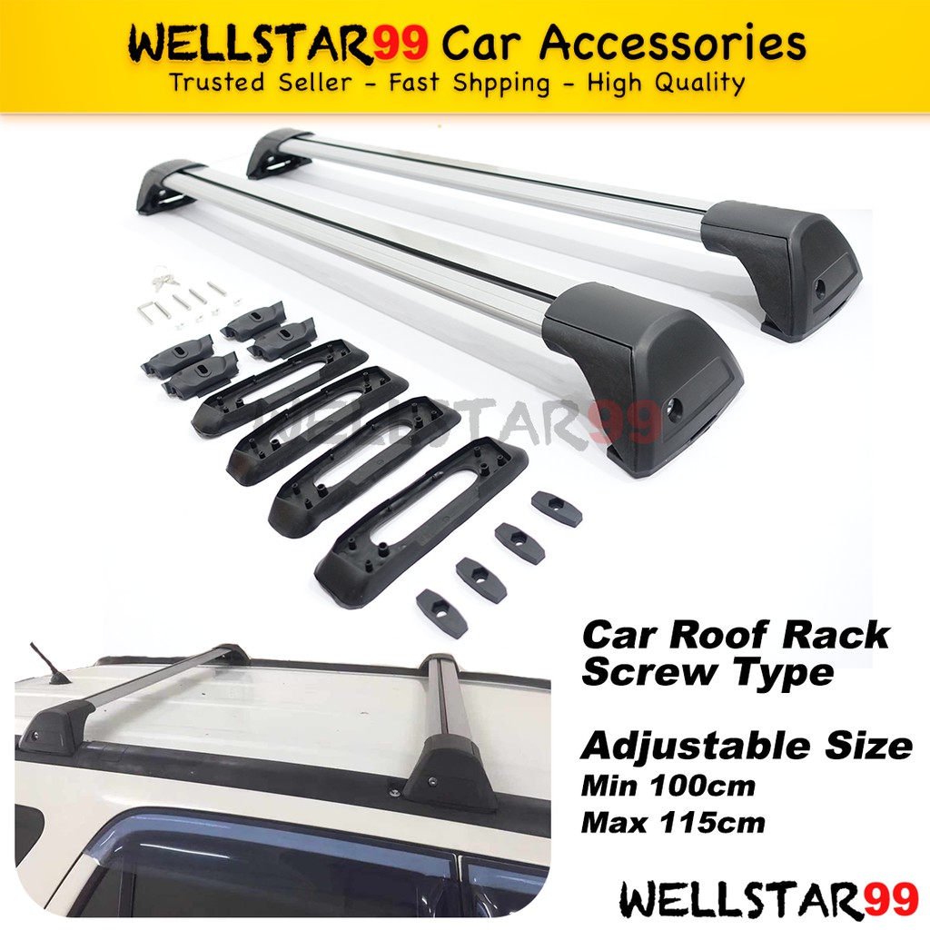 Aluminum CarTop Luggage Roof Rack Cross Bar Carrier Adjustable 90-100cm W/Locks