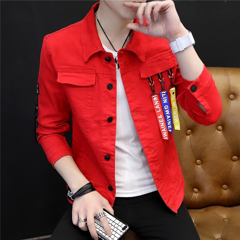 red jean jacket for men