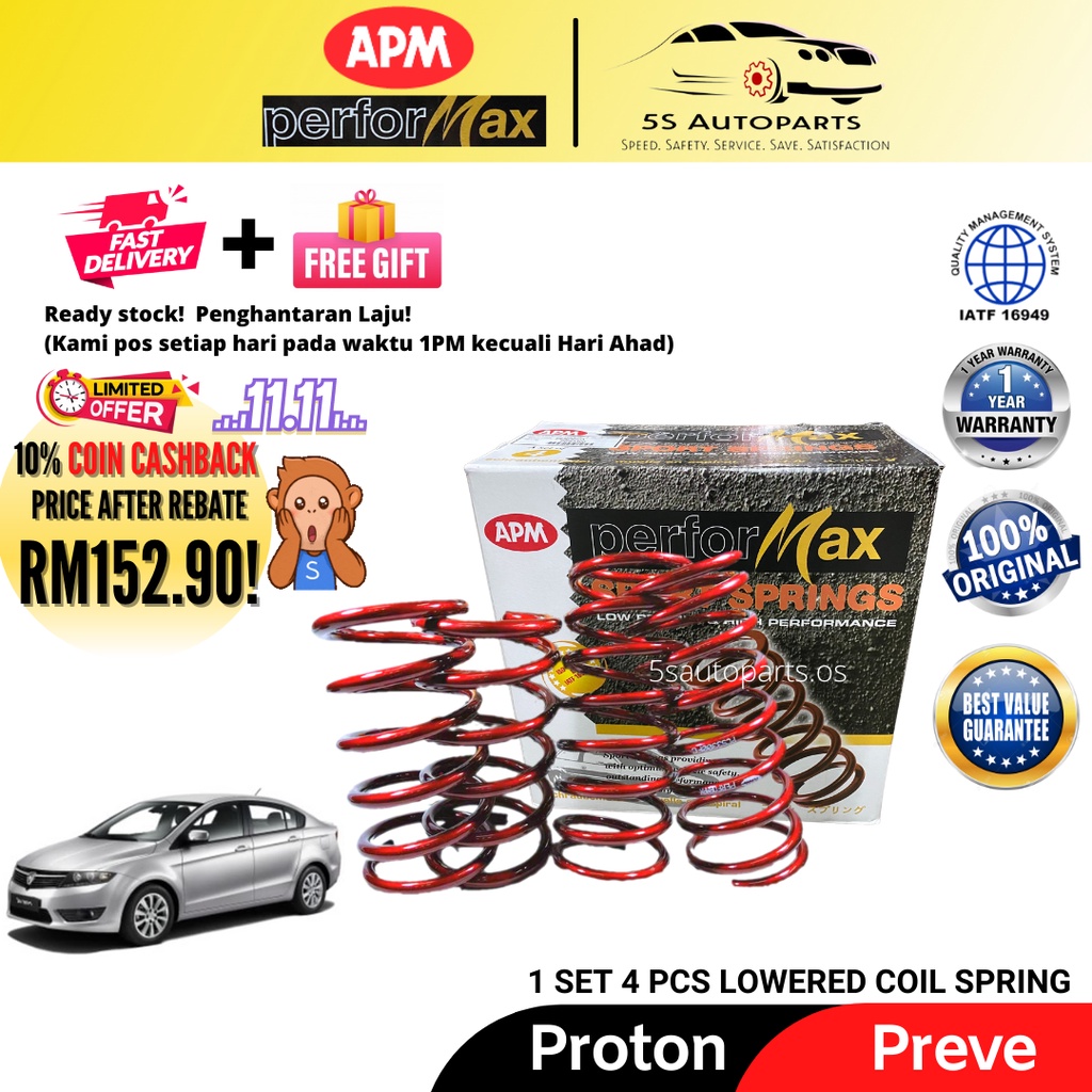 Apm Performax Proton Preve 1 6 Sport Spring 4 Pcs Shopee Malaysia