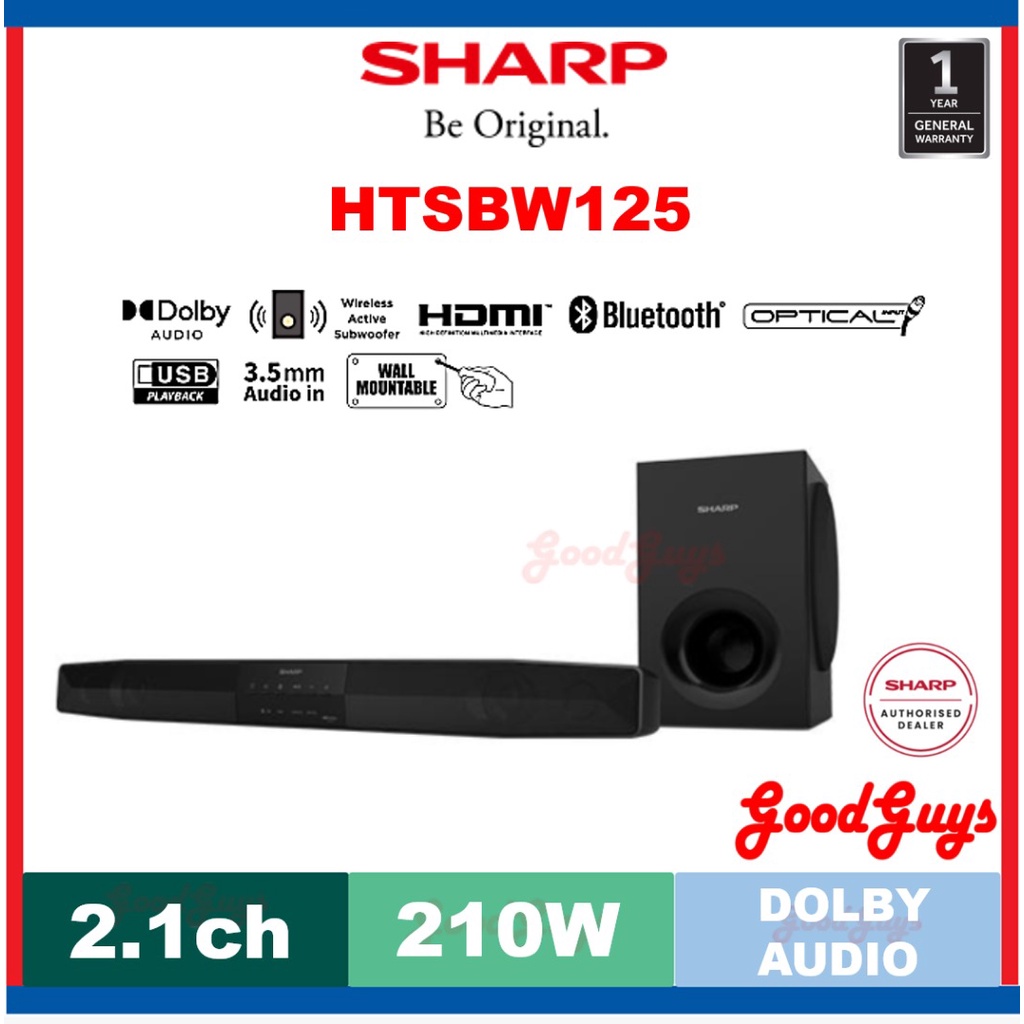 Sharp HTSBW125 2.1ch Sound Bar with Wireless Subwoofer