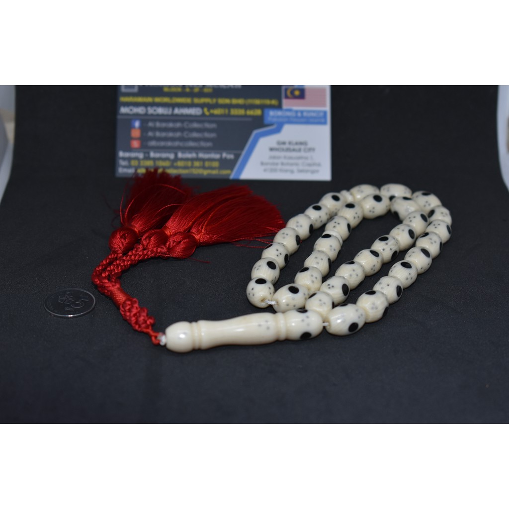TASBIH TULANG UNTA CAMPUR BATU FEROZ 10MM X 33BIJI