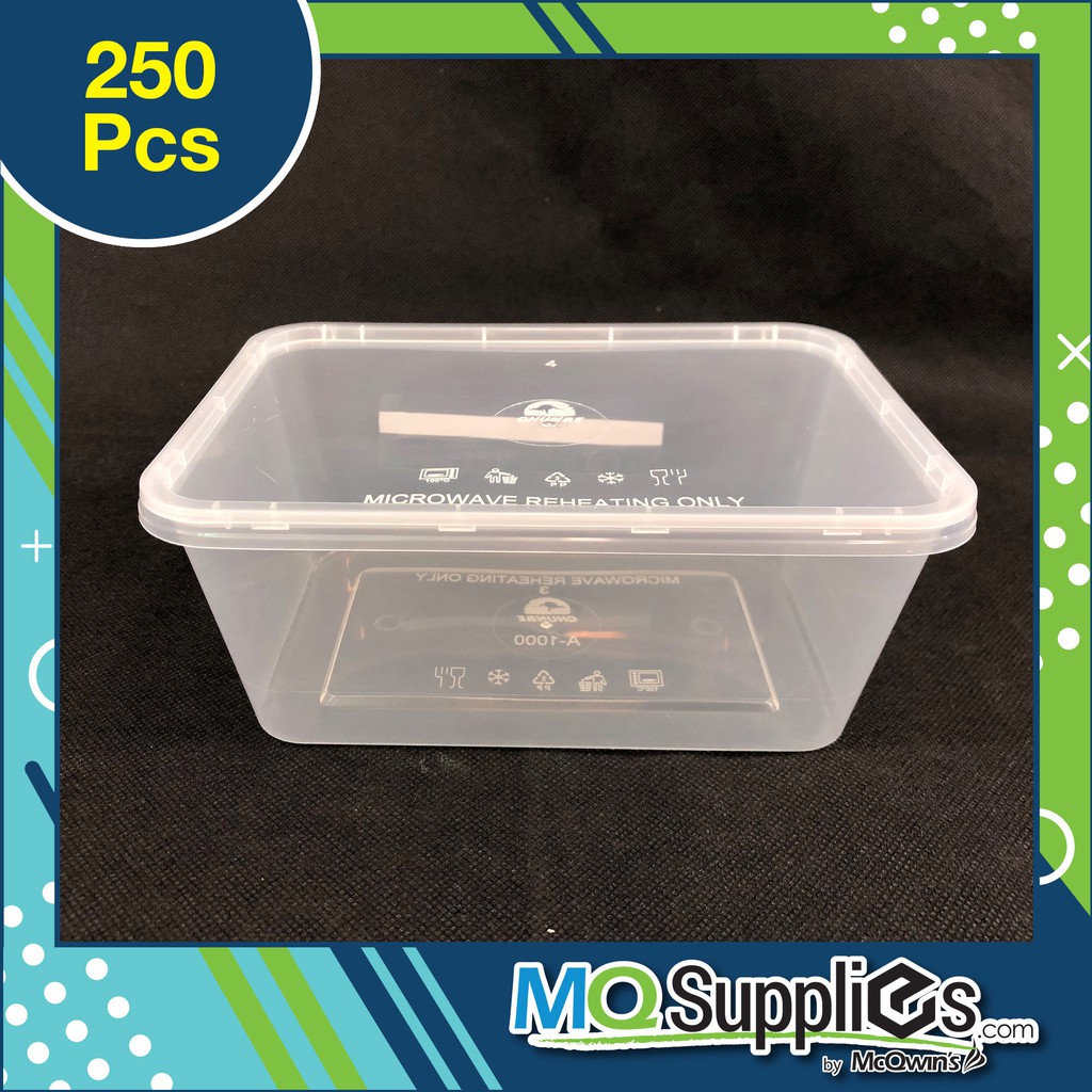 250pcs Disposable Plastic Container 1000ml With Lid Rectangle Shopee Malaysia