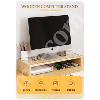 *READY STOCK* my-com Computer Stand/Monitor Stand/Laptop Stand/Wood Stand/Desktop Stand/Rak Komputer/Storage Rack