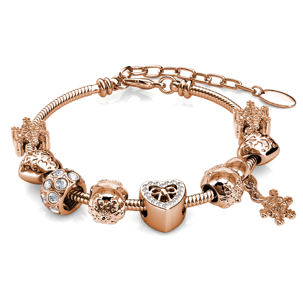 Her Jewellery Feliz Charm Bracelet (2 colours) embellished W/Crystals ...