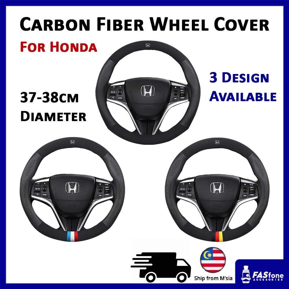 Carbon Fiber Steering Wheel Cover Leather Steering Cover for Honda City