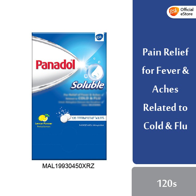 Panadol Soluble for Fever & Aches Relief Related to Cold & Flu (120's)