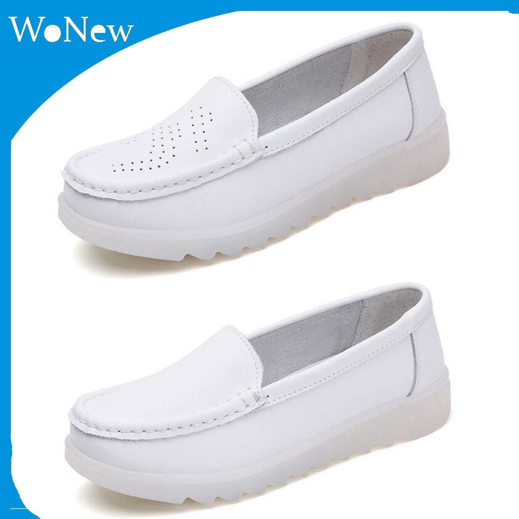 white leather hospital shoes