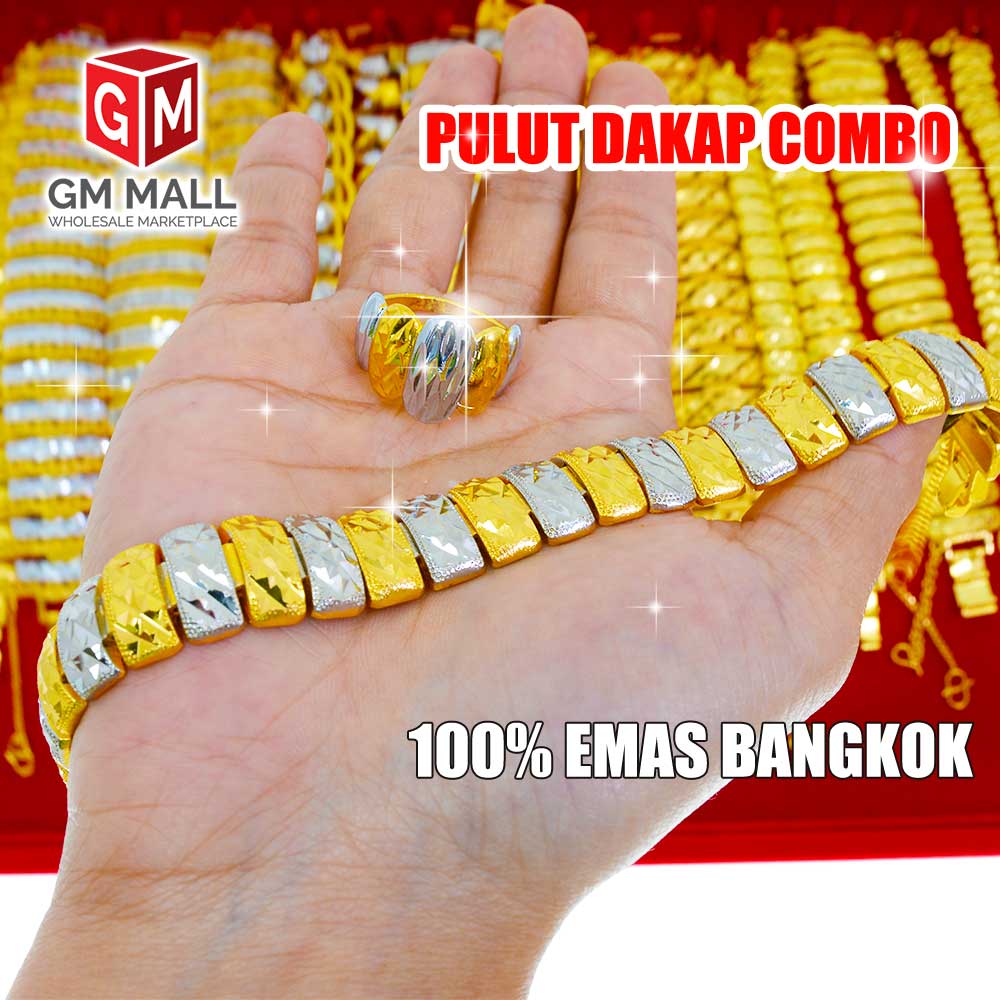 Pulut Dakap 100 Original Emas Bangkok Gelang Tangan dan 