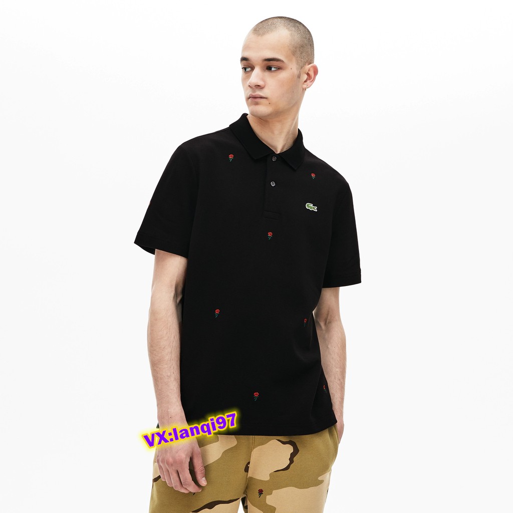 black lacoste polo