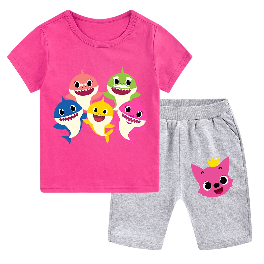 Ready Stock] Baby shark Kids T-shirt tops shorts 2pcs casual fashion boys  and girls summer sportswear | Shopee Malaysia