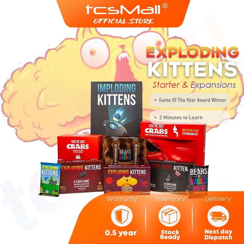 Exploding Kittens Starter Expansion NSFW Pack Imploding Cat Streaking Barking Games Card Party