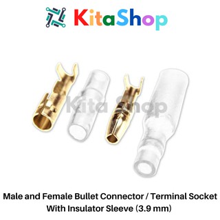 Male and Female Bullet Connector / Terminal Socket With Insulator Sleeve (3.9 mm)