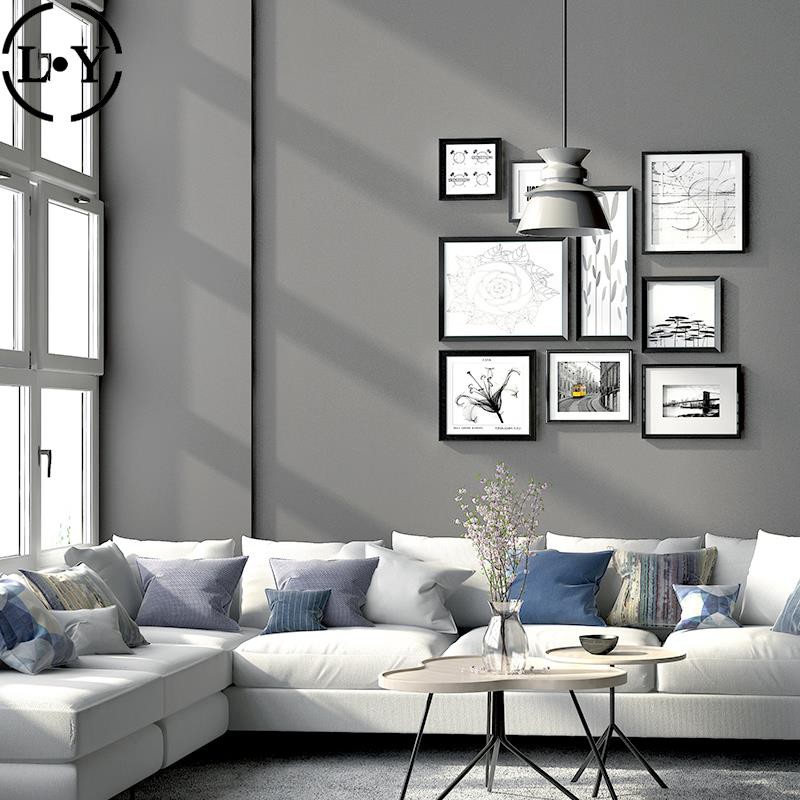 Gray Wallpaper Nordic Dark Gray Cement Gray Modern Simple Pure Color Bedroom Liv