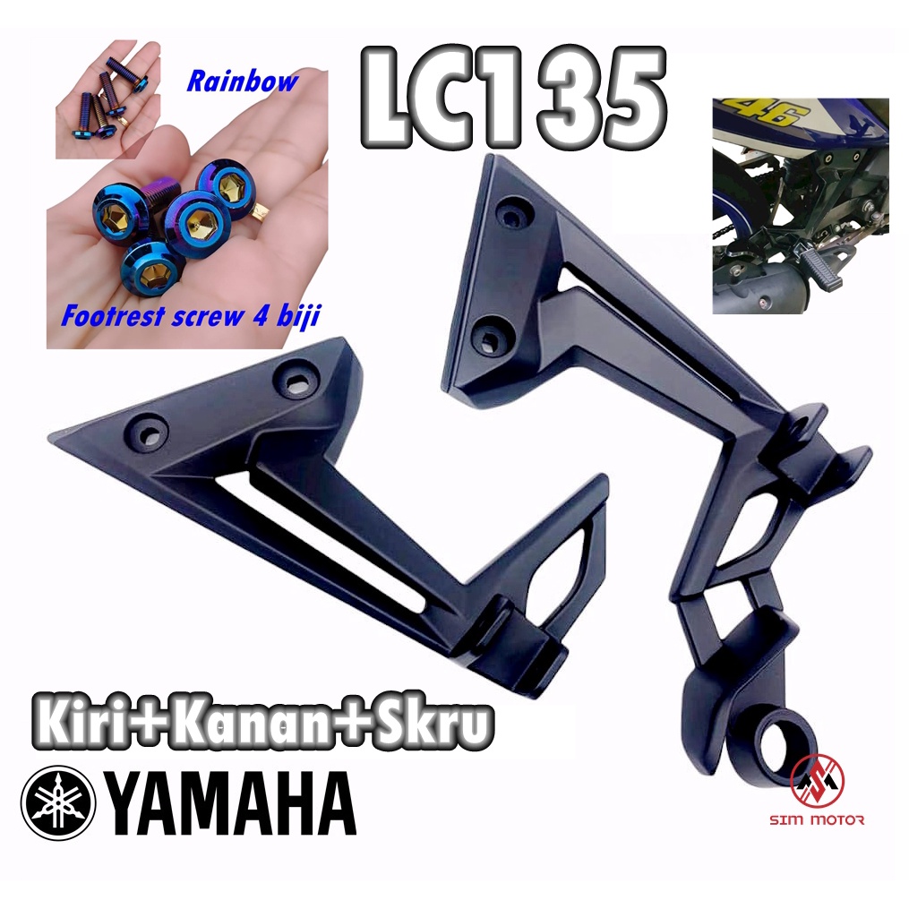 LC135 V2V8 REAR FOOTREST BRACKET BLACK RED YAMAHA LC V3 V4 V5 V6 PEDAL