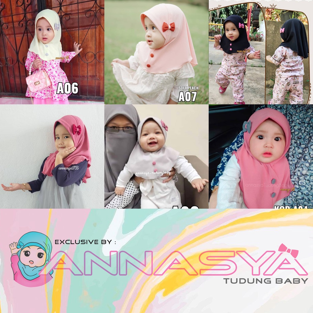 'Mawar' Tudung Baby & kanak-kanak 0-5 tahun / Hijab with ribbon Moscrepe (READY STOCK)