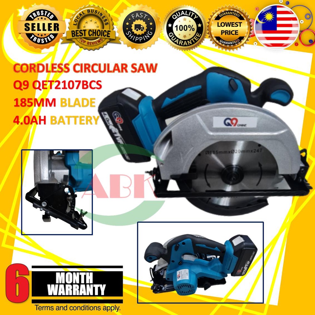 Q9 21V 7 INCH/185MM BRUSHLESS CIRCULAR SAW WITH BLADE COMPLETE WITH 1 X ...