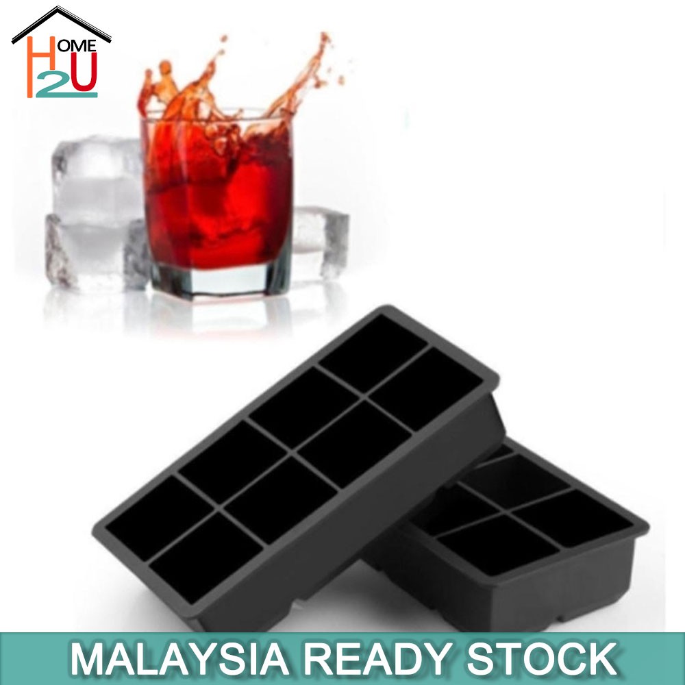 【Fast Shipping】6/8 Cubes Food Grade Ice Cube Maker Ice Mold Large Size Ice Cubes Square Tray Mold