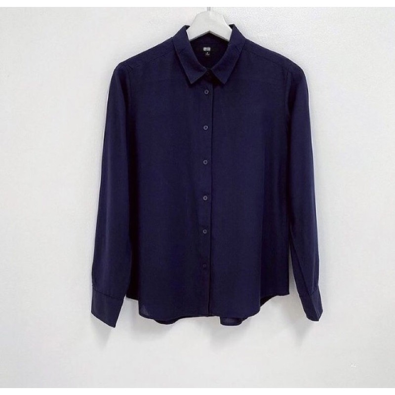 uniqlo dark blue plain | Shopee Malaysia