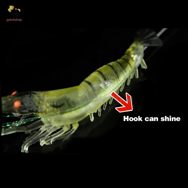 Hook Worm Silicone Shrimp Fake Bait Luminous Shrimp Fishing Lures Sea Fishing