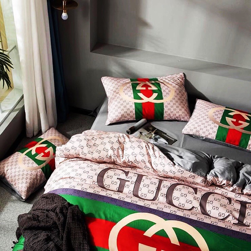 Cadar Gucci Big G Classic Luxury Bed Sheet Design Quality Comfortable  Cotton Gucci 4 Pieces Bedding Set Pillow Case | Shopee Malaysia
