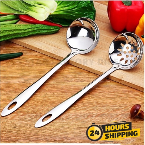 5STAR THICK QUALITY STAINLESS STEEL SOUP LADLE KITCHEN STEAMBOAT UTENSILS SLOTTED LADLE COOKING LADLE SKIMMER COLANDER