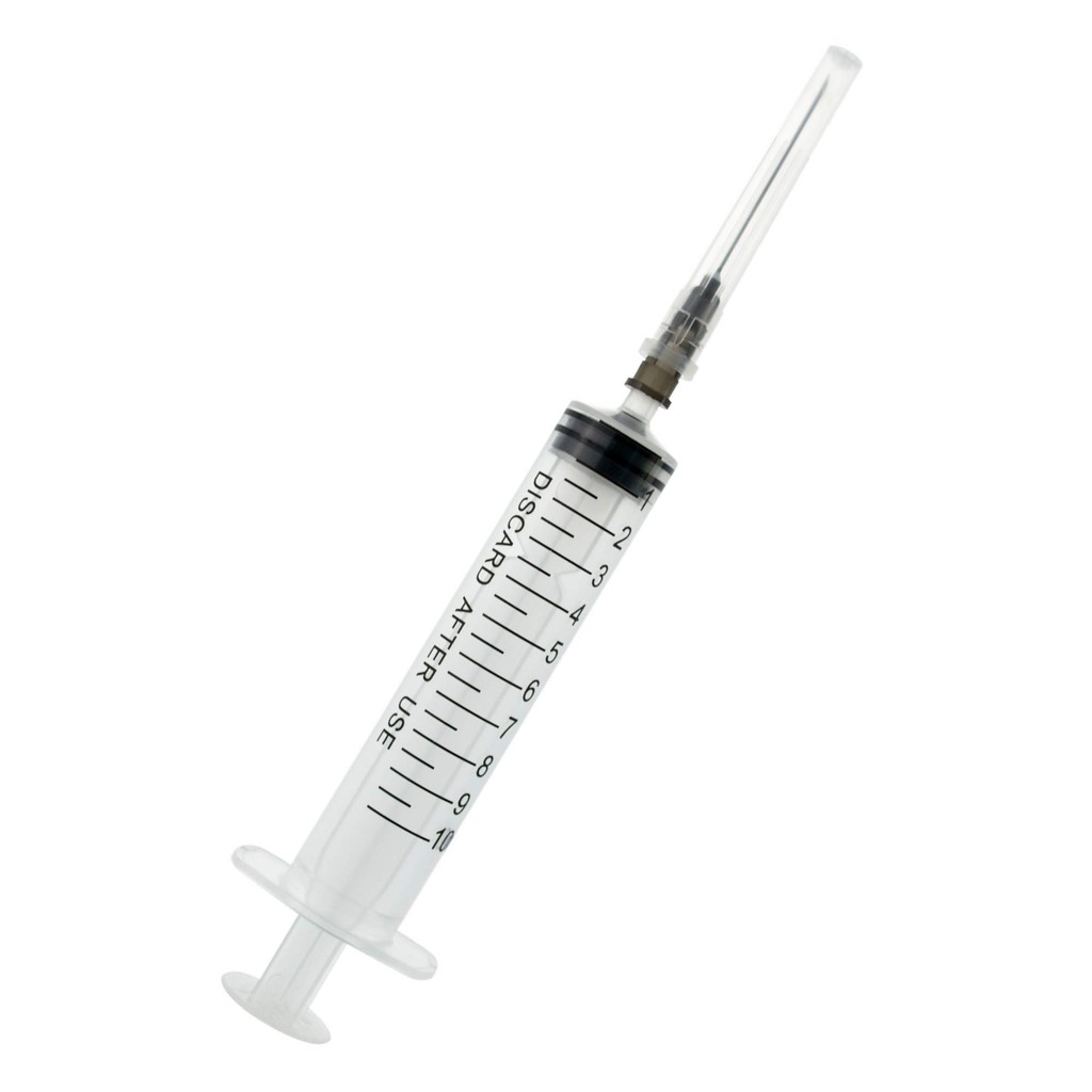 Disposable sterile SYRINGE / JARUM / PICAGARI 10ML LUER SLIP with 0.7mm needle ink refilling injector  一次性塑料针管针筒