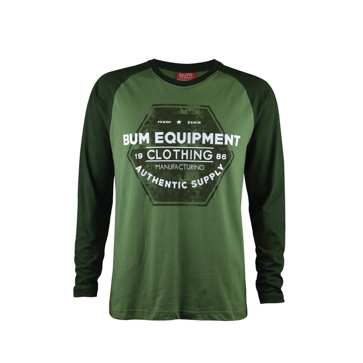 BUM Equipment Men Round Neck Tee L/S (LT GREEN) 