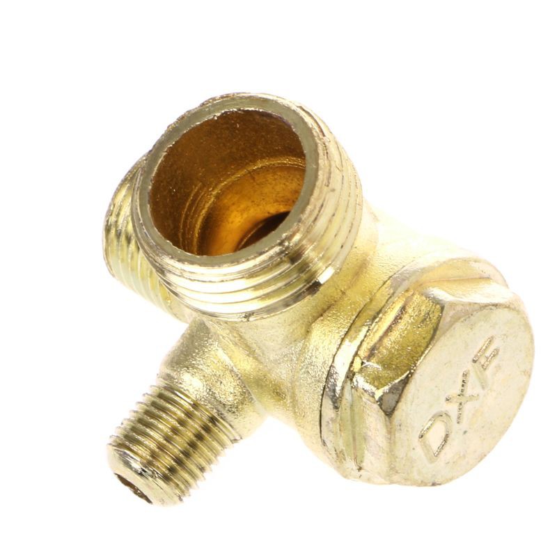 Boost Efficiency: Gold Tone Air Compressor Check Valve - 3-Way Metal Design