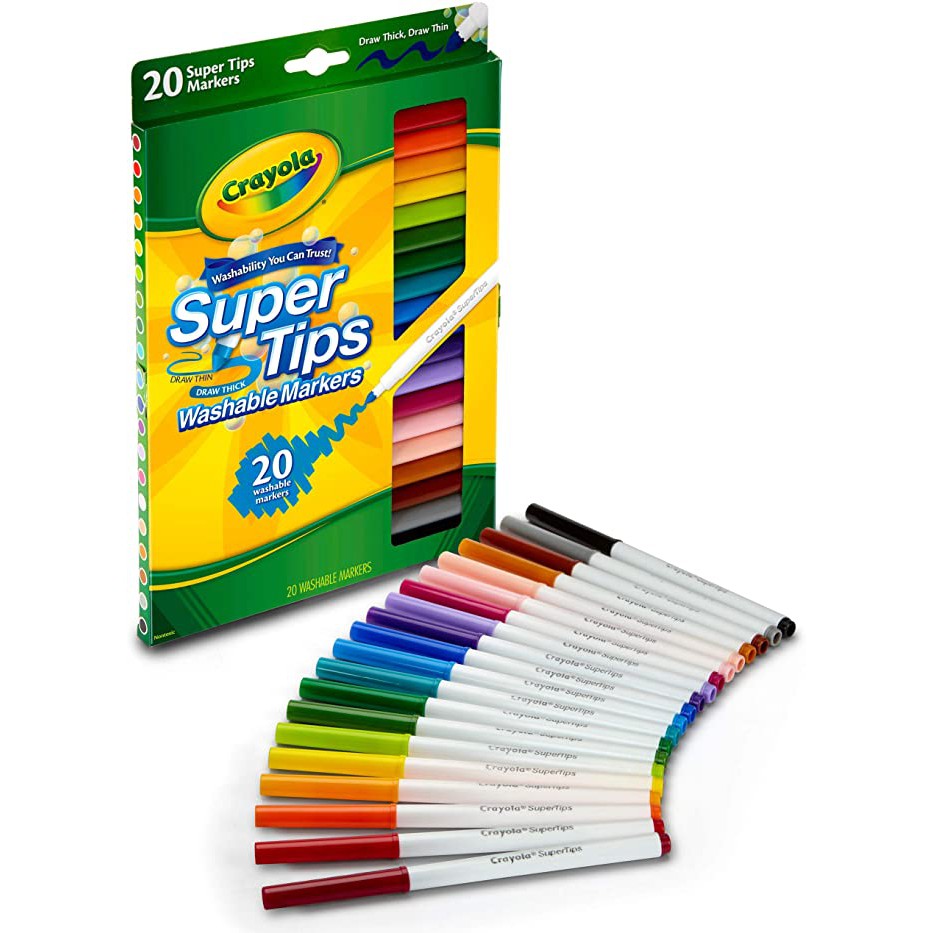 Crayola Super Tips Washable Markers 20 Colors Set Supertips Shopee Malaysia