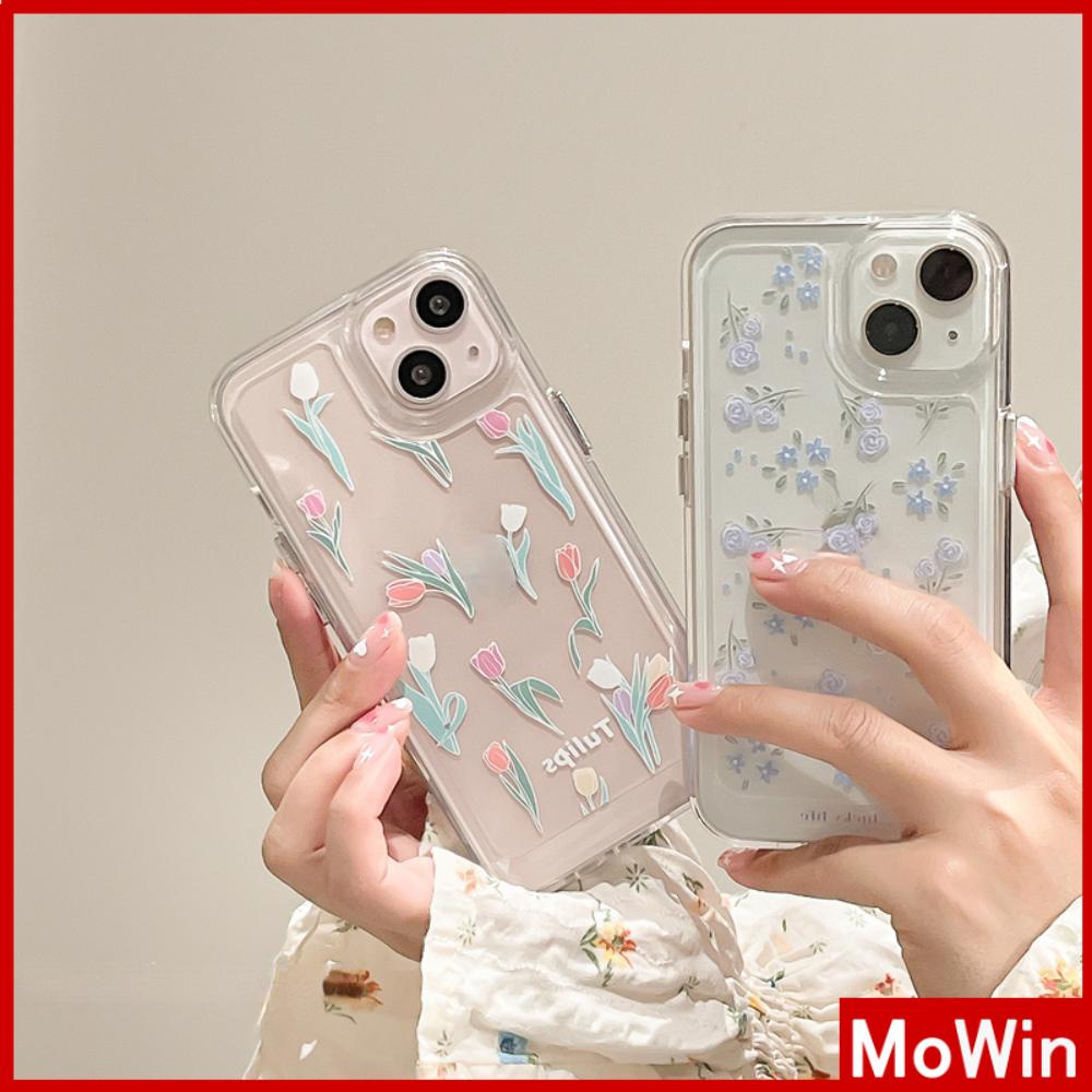 iPhone Case Thick Silicon Soft Case Clear Case Shockproof Camera Protection Metal Button Tulip Flower Compatible For iPhone 11 iPhone 13 Pro Max iPhone 12 Pro Max iPhone 7 Plus xr