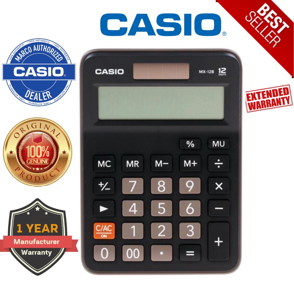 Genuine Casio MX-12B Value Series Mini Desk Type Calculator 12 Digits 2 ...