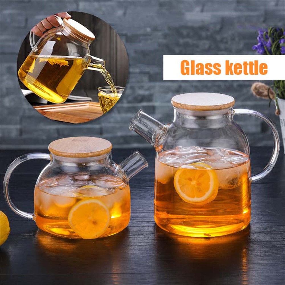 1000/1800ml Heat Resistant Glass Teapot Clear Borosilicate Glass Kettle ...