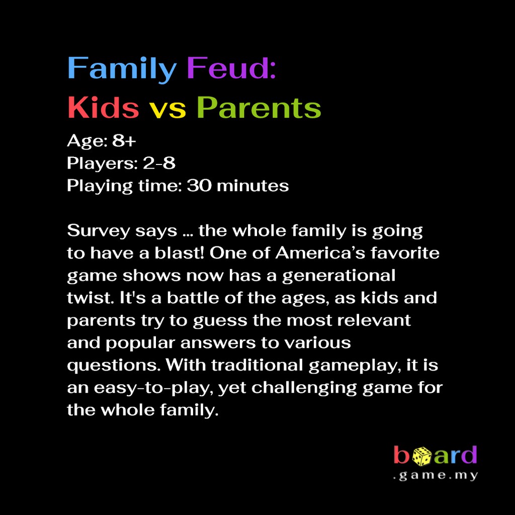 Ready Stock Original Usa Family Feud Kids Vs Parents Trivia Board Game English Shopee Malaysia