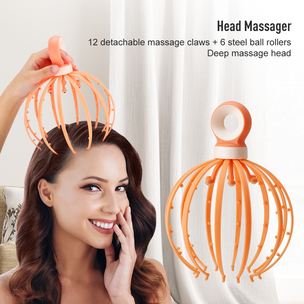 Romyse 12claw Manual Head Neck Scalp Massager 6 Steel Ball Meridian