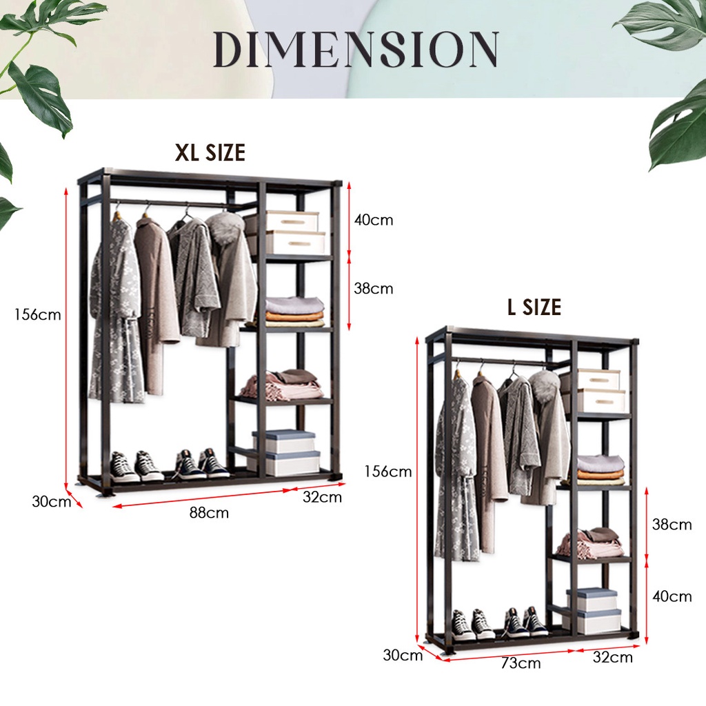 READY STOCK FINSSO: Pasha Wardrobe Cabinet/ Clothes Rack / Hanging Organizer / Baju Kabinet / Rak Baju