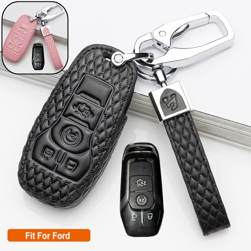 Leather Smart Key Cover Case Shell Cap Fit For Ford Edge Mondeo Taurus Explore