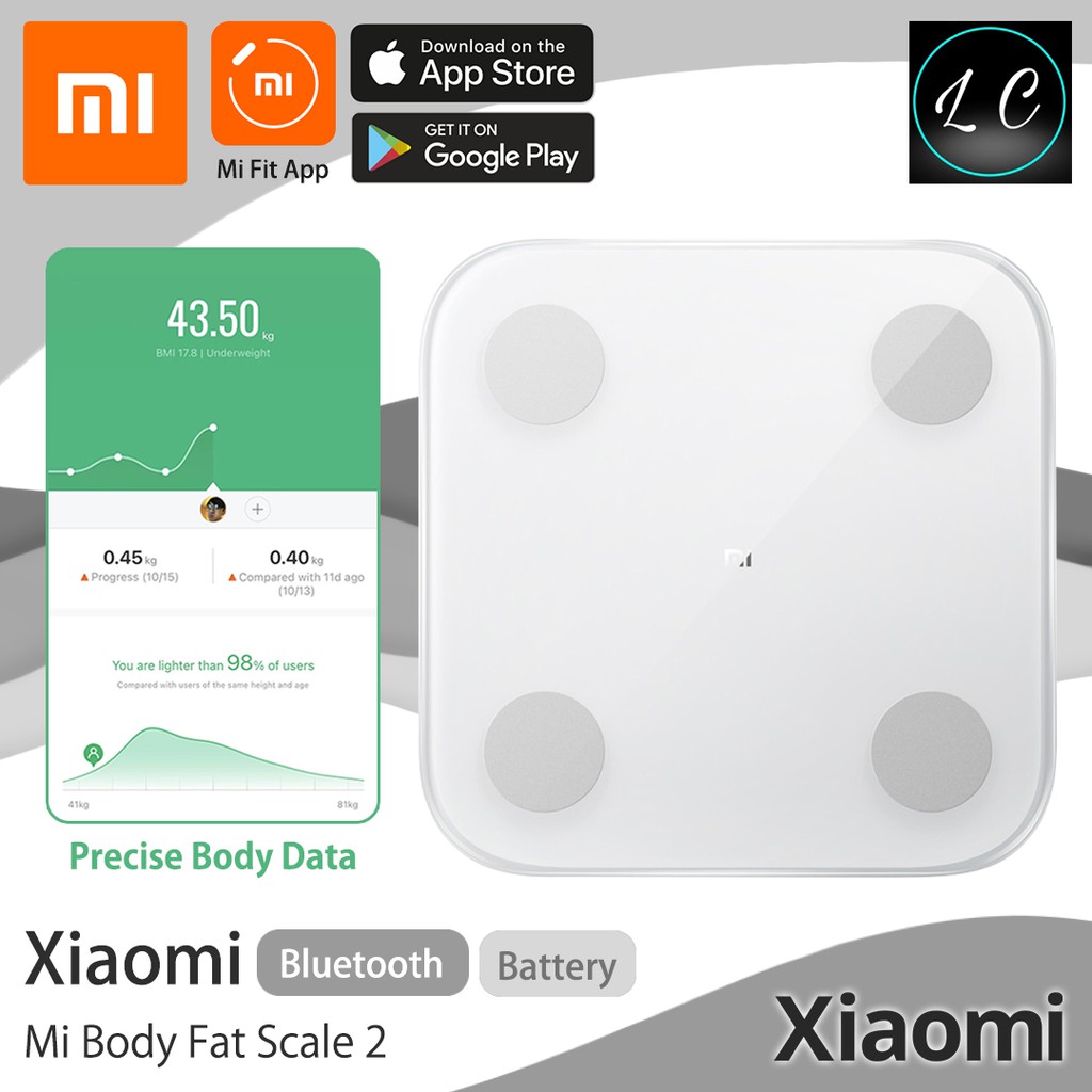 Xiaomi Original Smart Body Fat Composition Scale 2 Bluetooth 5.0 APP Monitor LED Display Digital Body Composition Scale