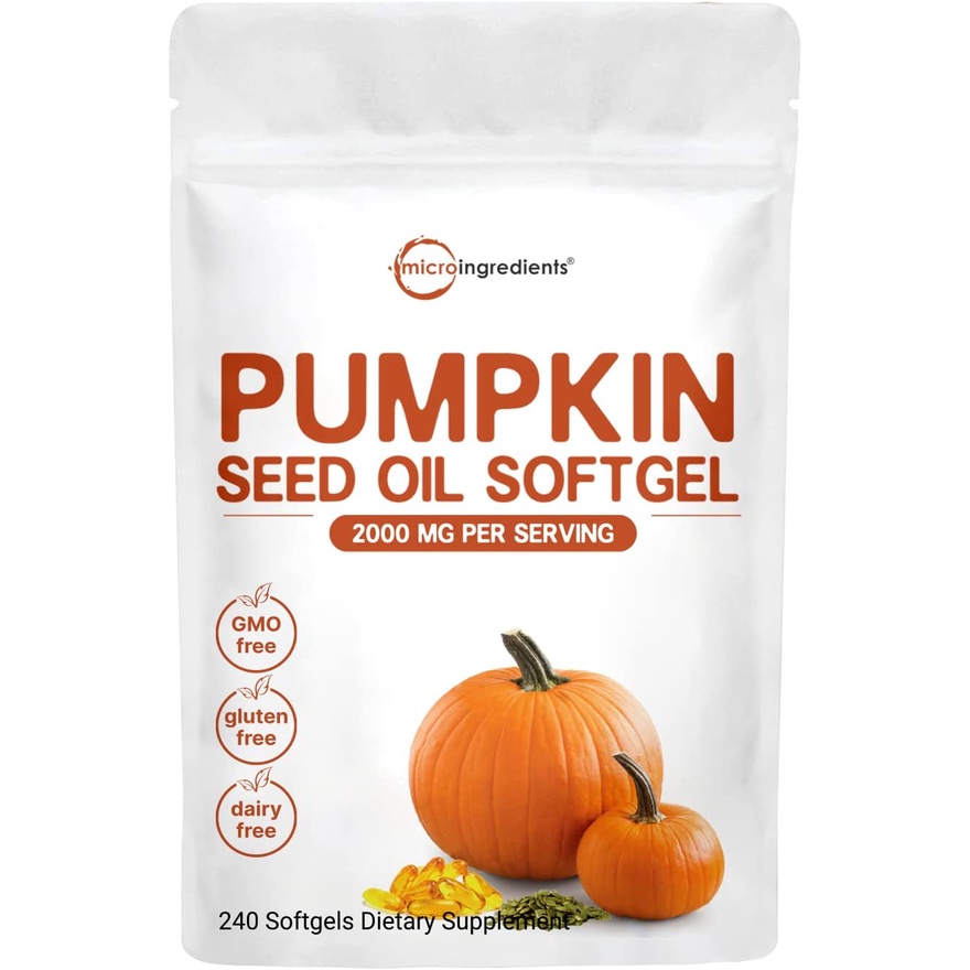 Micro Ingredients Pumpkin Seed Oil Capsules, 2000mg Per Serving, Cold ...